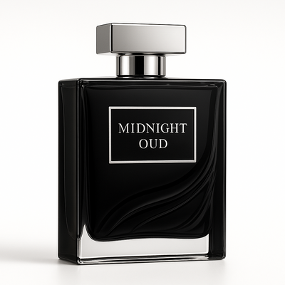 a-crystal-clear-black-perfume-bottle-with-silver-accents-labeled-Midnight Oud-minimalist-modern-design-with-a-wave-inspired-texture-on-the-glass-photorealistic-studio-product-shot-pure